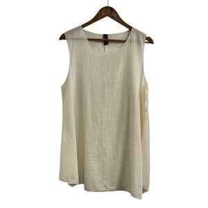 Sacred Threads Semi Sheer Ivory Tunic Top Boho Hippie Lagenlook Small 100%Cotton